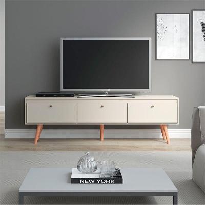 Rack Grande Retrô Para Tv 65 Pol 3 Portas Mdp Menu Móveis Champanhe