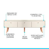 Rack Grande Retrô Para Tv 65 Pol 3 Portas Mdp Menu Móveis Champanhe - 2