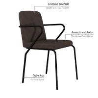 Cadeira Bloom Fixa C-4 Pes C-braco 490x580x850 Mm C-6 Un Boucle Marrom Castor Boucle Marrom Castor - 3