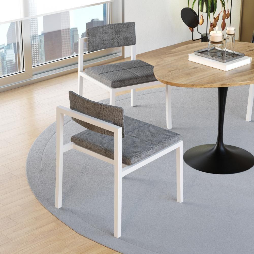 Cadeira Noah Encosto Anatômico Pés Brancos. Lautrec Cinza Lautrec Cinza - 2