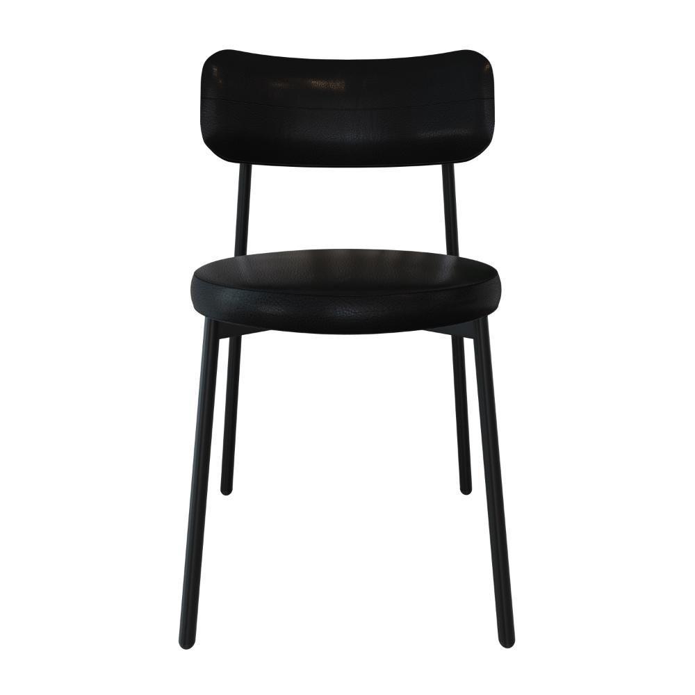 4 Unidades Cadeira Kyta Fixa C-4 Pés 50 X 44,7 X 83,8 Cm. Courino Preto Courino Preto - 4