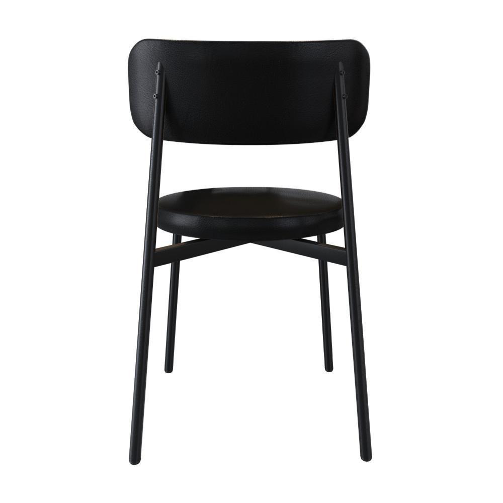4 Unidades Cadeira Kyta Fixa C-4 Pés 50 X 44,7 X 83,8 Cm. Courino Preto Courino Preto - 5