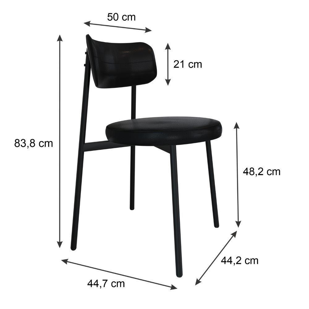 4 Unidades Cadeira Kyta Fixa C-4 Pés 50 X 44,7 X 83,8 Cm. Courino Preto Courino Preto - 6