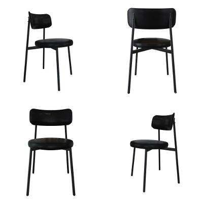 4 Unidades Cadeira Kyta Fixa C-4 Pés 50 X 44,7 X 83,8 Cm. Courino Preto Courino Preto