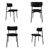 4 Unidades Cadeira Kyta Fixa C-4 Pés 50 X 44,7 X 83,8 Cm. Courino Preto Courino Preto - 1