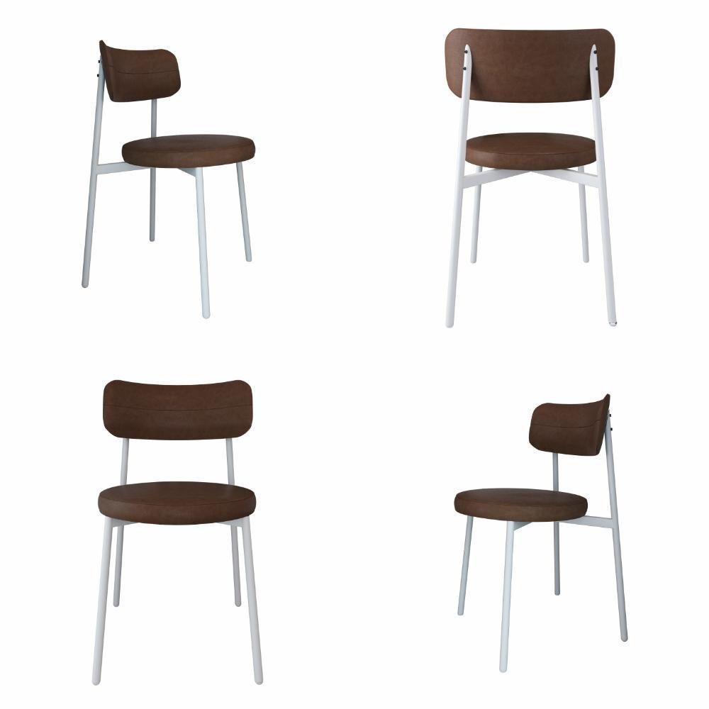 4 Unidades Cadeira Kyta Fixa C-4 Pés 50 X 44,7 X 83,8 Cm Pés Brancos. Courino Whisky Courino Whisky - 1
