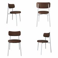 4 Unidades Cadeira Kyta Fixa C-4 Pés 50 X 44,7 X 83,8 Cm Pés Brancos. Courino Whisky Courino Whisky - 1