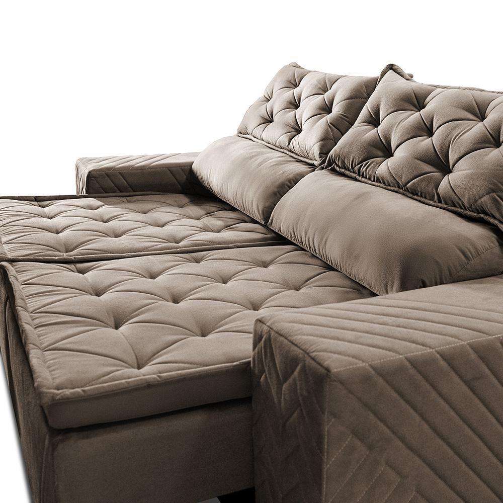 Sofá Retrátil E Reclinável 2,00m Essence Velusoft Castor Cama Inbox - 4