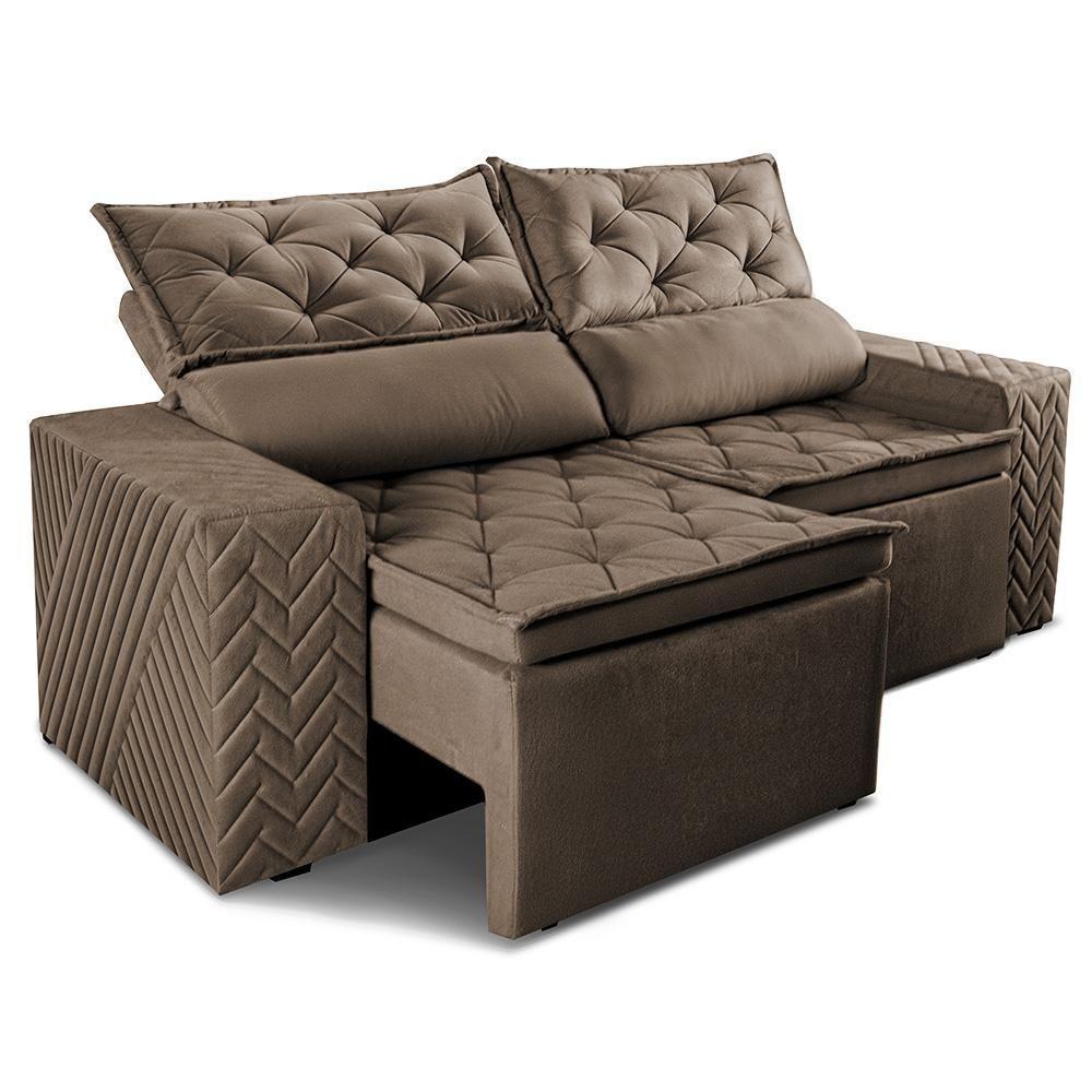 Sofá Retrátil E Reclinável 2,00m Essence Velusoft Castor Cama Inbox - 8