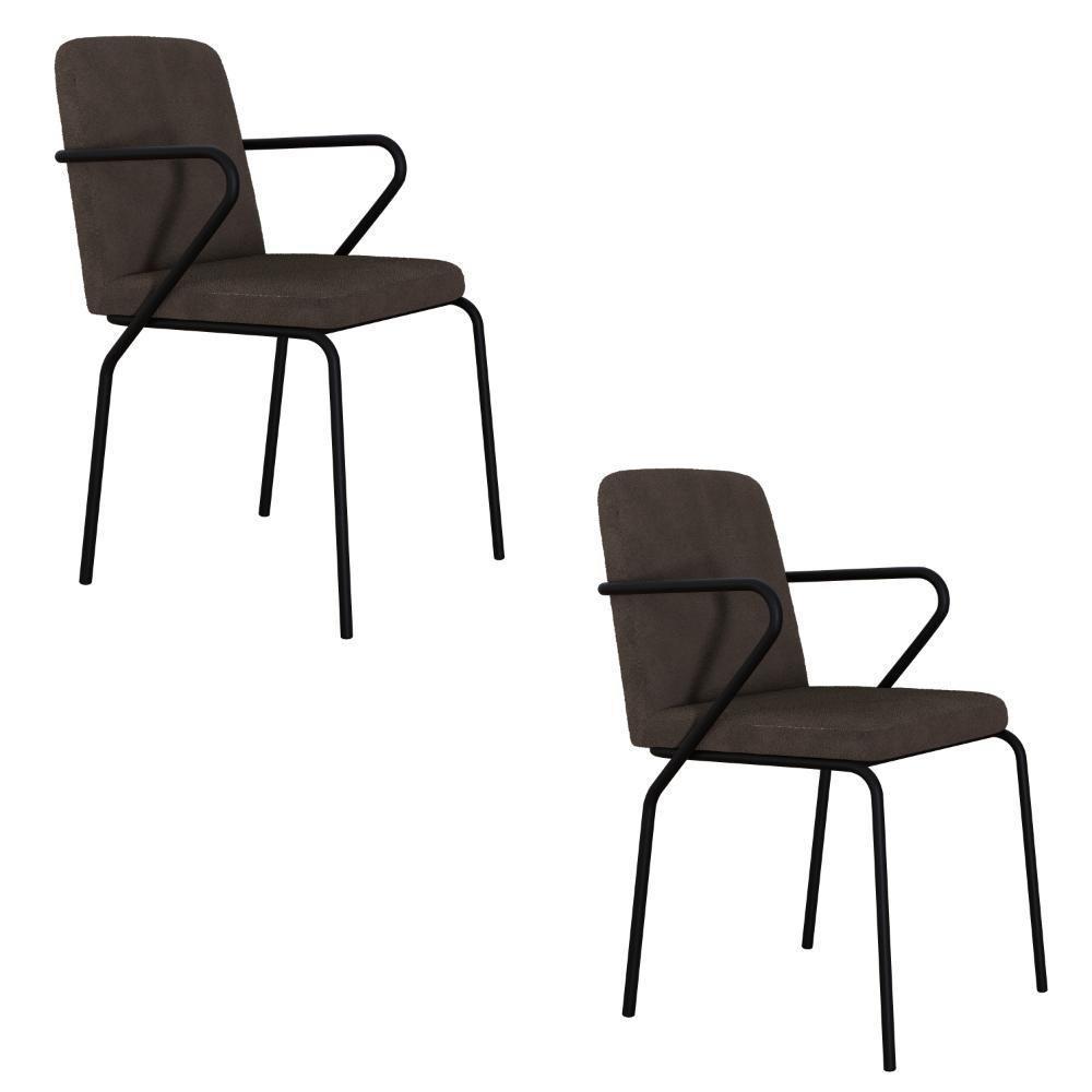 Cadeira Bloom Fixa C-4 Pes C-braco 490x580x850 Mm C-2 Un Boucle Marrom Castor Boucle Marrom Castor - 1