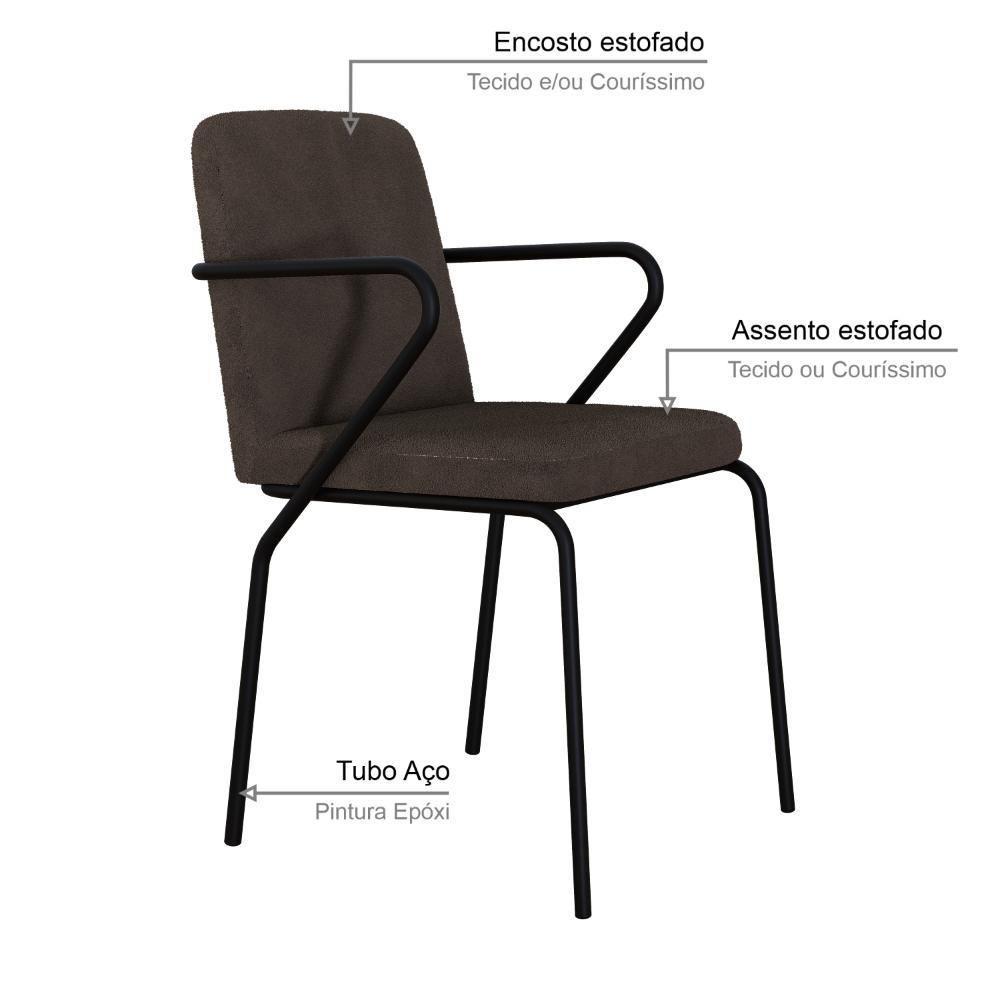 Cadeira Bloom Fixa C-4 Pes C-braco 490x580x850 Mm C-2 Un Boucle Marrom Castor Boucle Marrom Castor - 3