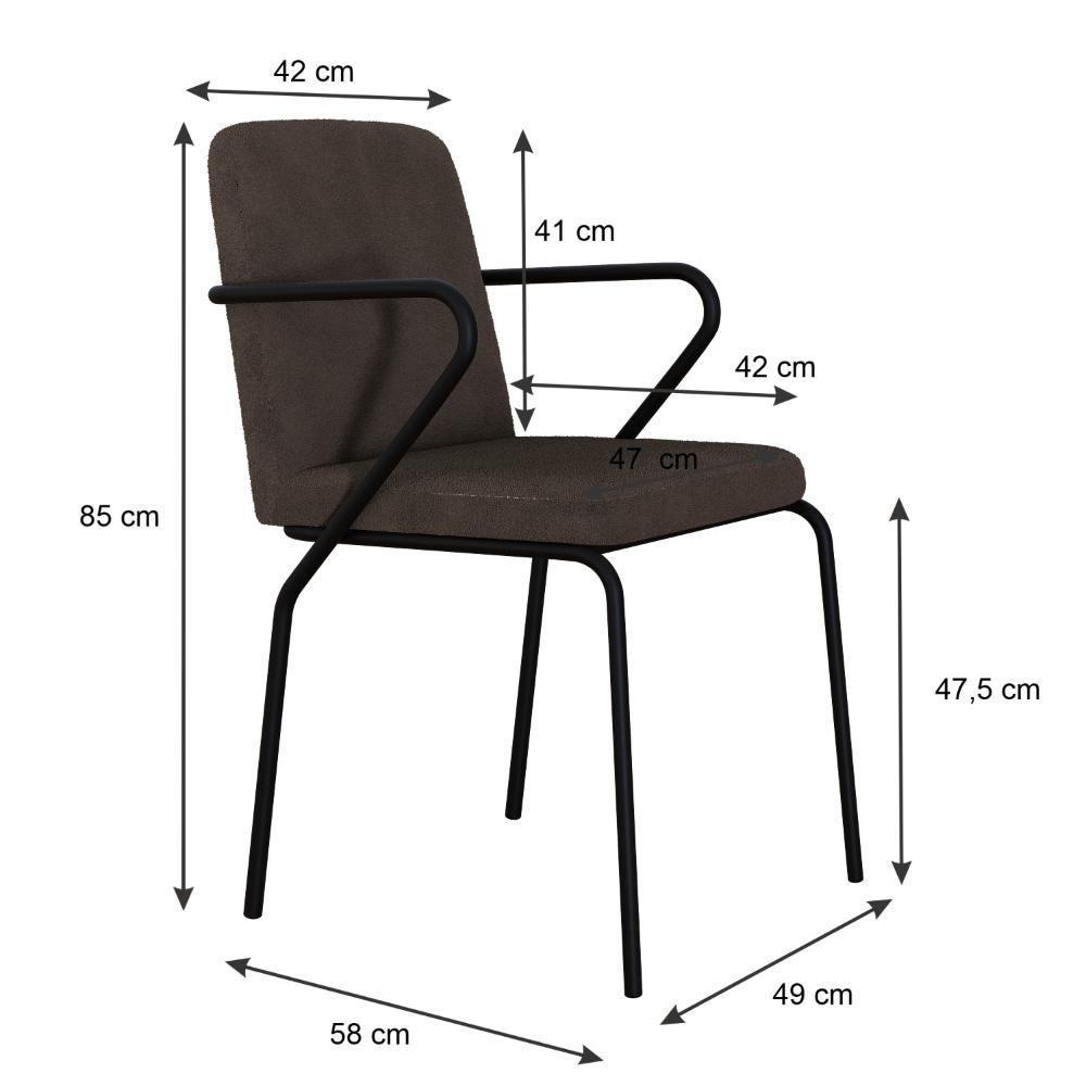 Cadeira Bloom Fixa C-4 Pes C-braco 490x580x850 Mm C-2 Un Boucle Marrom Castor Boucle Marrom Castor - 5