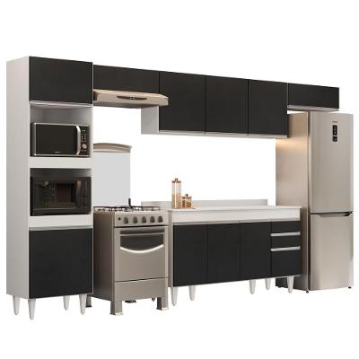 Armário De Cozinha Modulada 5 Peças Cp14 Balcão Com Tampo Branco/preto - Lumil