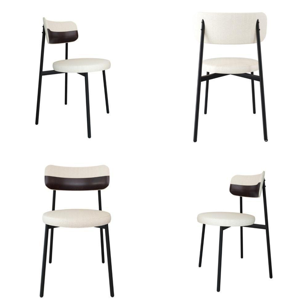 4 Unidades Cadeira Kyta Fixa C-4 Pés 50 X 44,7 X 83,8 Cm. Corriente Palha-courino Café Corriente Palha-courino Café - 1