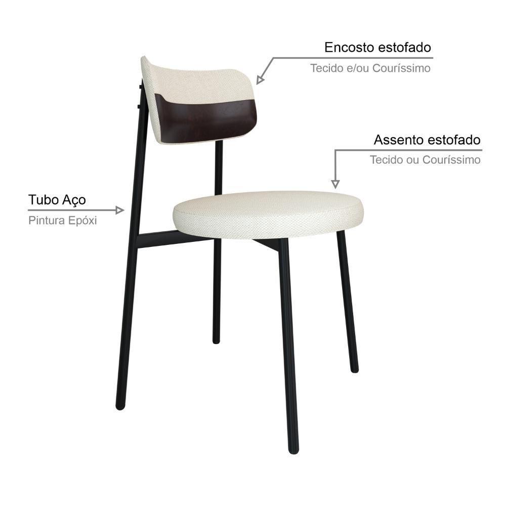 4 Unidades Cadeira Kyta Fixa C-4 Pés 50 X 44,7 X 83,8 Cm. Corriente Palha-courino Café Corriente Palha-courino Café - 3