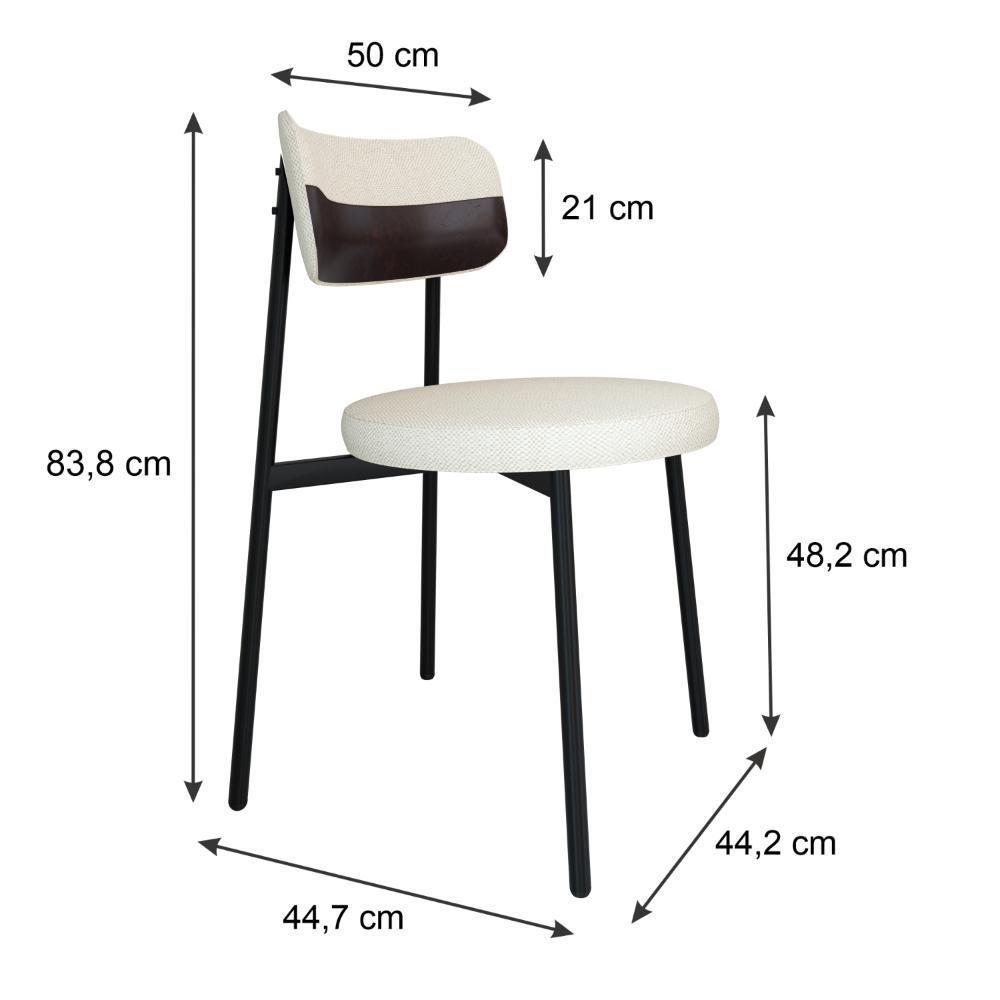 4 Unidades Cadeira Kyta Fixa C-4 Pés 50 X 44,7 X 83,8 Cm. Corriente Palha-courino Café Corriente Palha-courino Café - 6