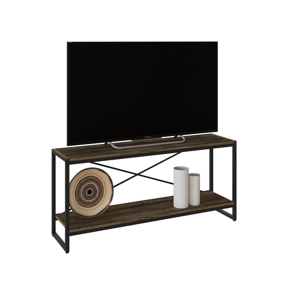 Rack P-tv Dynamica 120x30x56cm C-02 Prateleiras Carvalho Dark - Est.preta Carvalho Dark - Est.preta - 5