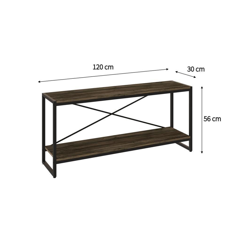 Rack P-tv Dynamica 120x30x56cm C-02 Prateleiras Carvalho Dark - Est.preta Carvalho Dark - Est.preta - 6