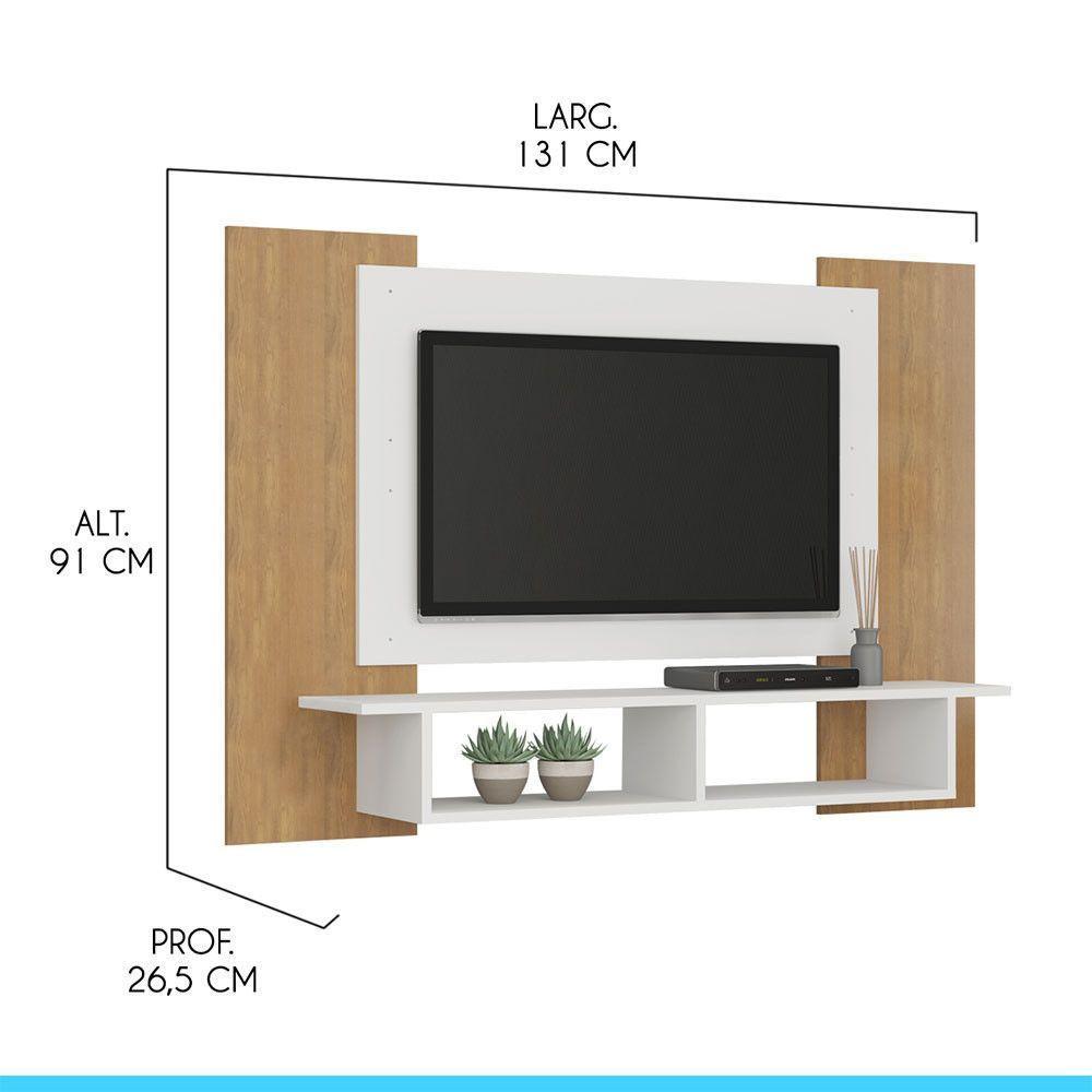 Painel Tv Atlanta 50 Pol Com Nichos Mdp Carvalho Menu Móveis Carvalho - 3