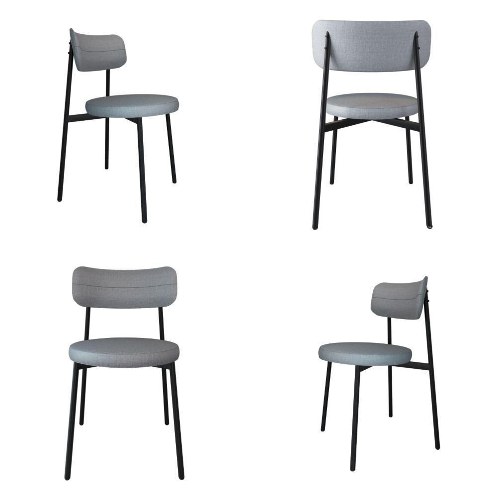 4 Unidades Cadeira Kyta Fixa C-4 Pés 50 X 44,7 X 83,8 Cm. Corriente Cinza Claro Corriente Cinza Claro - 1
