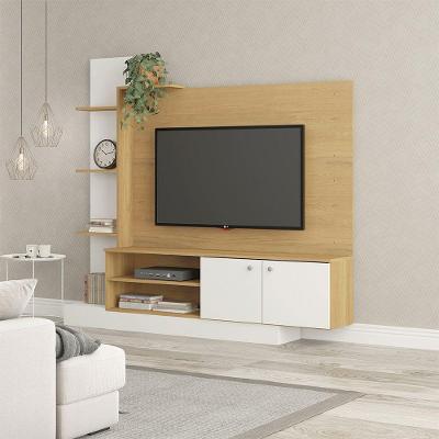 Estante Home Tv 55 Polegadas 5 Nichos 2 Portas Menu Móveis Carvalho