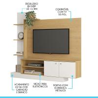 Estante Home Tv 55 Polegadas 5 Nichos 2 Portas Menu Móveis Carvalho - 4