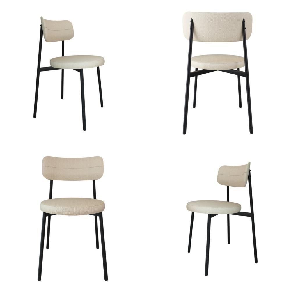 4 Unidades Cadeira Kyta Fixa C-4 Pés 50 X 44,7 X 83,8 Cm. Corriente Areia Corriente Areia - 1