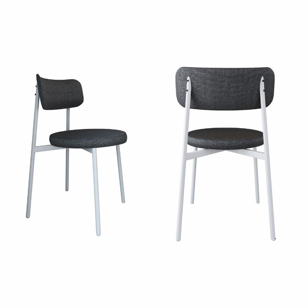 2 Unidades Cadeira Kyta Fixa C-4 Pés 50 X 44,7 X 83,8 Cm Pés Brancos. Corriente Grafite Corriente Grafite - 1