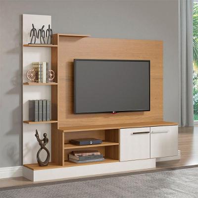 Painel Com Rack P/ Tv 50 Pol 165x155cm Mdp 0633 Menu Móveis Carvalho