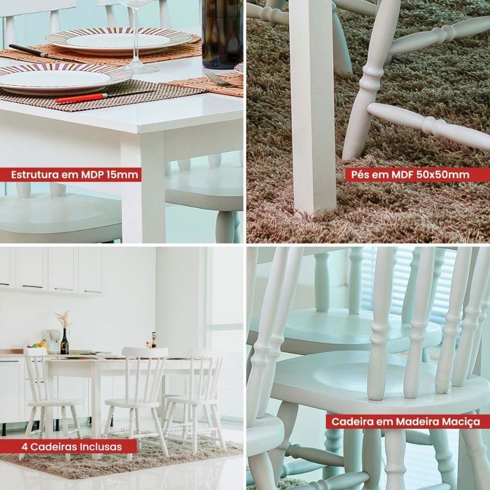 Mesa De Jantar Ditália Com 4 Cadeiras Ja-225 Branco - 8