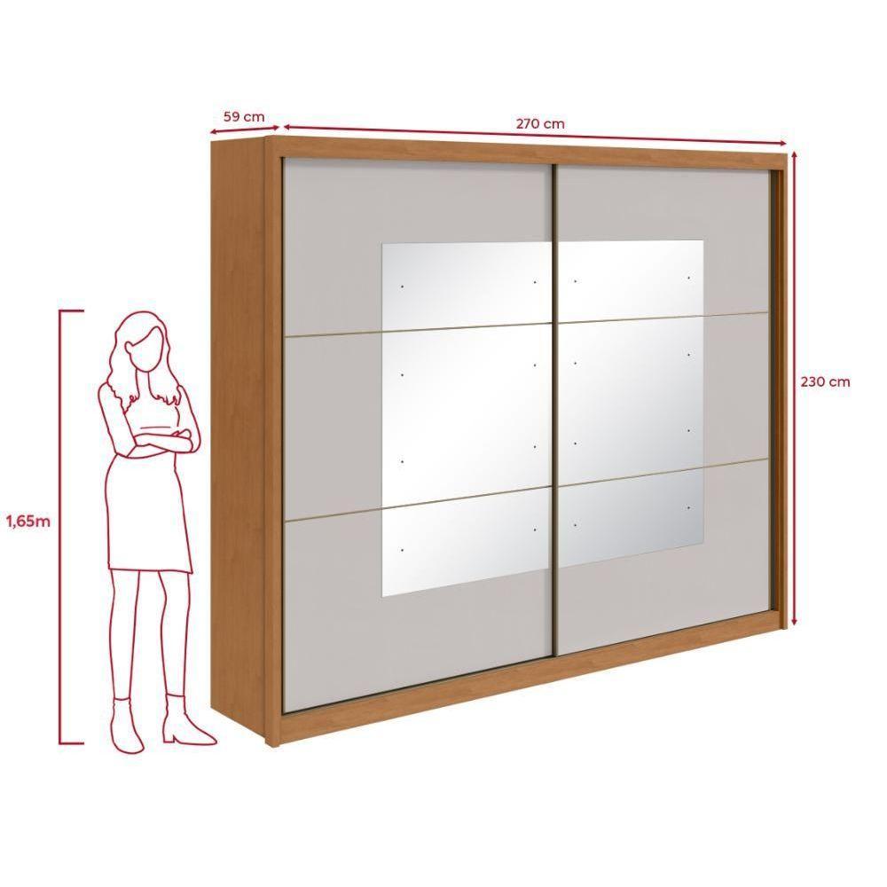 Guarda-roupa Casal 100% Mdf 2 Portas 6 Gavetas Easy Max Com Espelho Amendoa/off White - 3