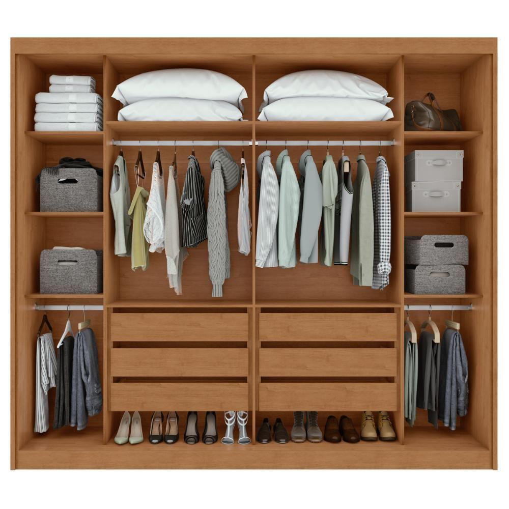 Guarda-roupa Casal 100% Mdf 2 Portas 6 Gavetas Easy Max Com Espelho Amendoa/off White - 10
