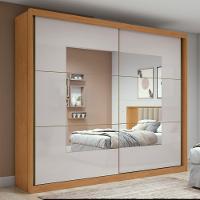 Guarda-roupa Casal 100% Mdf 2 Portas 6 Gavetas Easy Max Com Espelho Amendoa/off White - 2