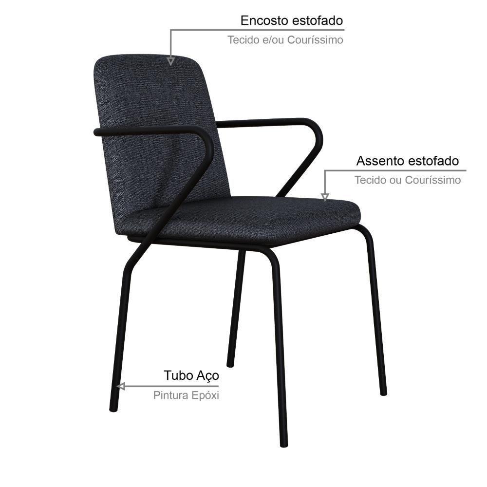 Cadeira Bloom Fixa C-4 Pes C-braco 490x580x850 Mm C-1 Un Grafite Corriente Grafite Corriente - 3