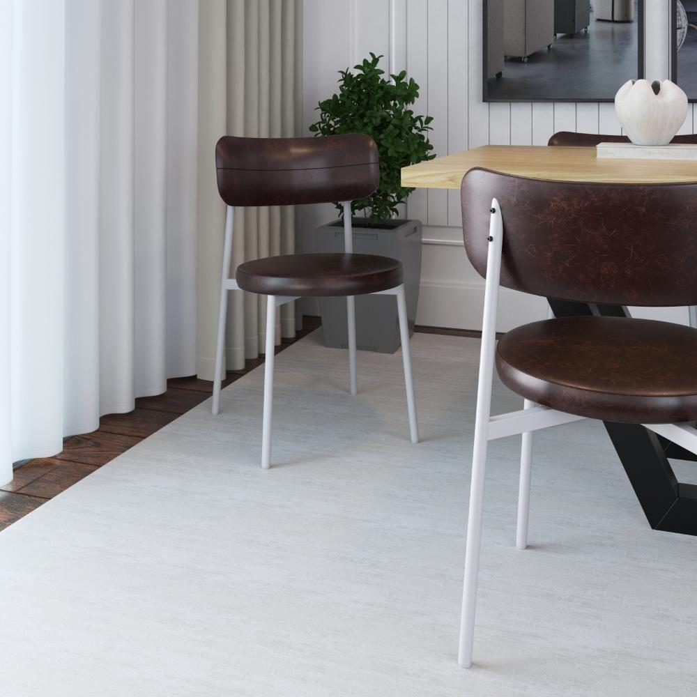 Cadeira Kyta Fixa C-4 Pés 50 X 44,7 X 83,8 Cm Pés Brancos. Courino Café Courino Café - 2