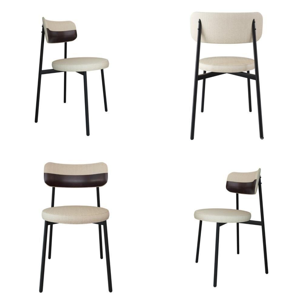 4 Unidades Cadeira Kyta Fixa C-4 Pés 50 X 44,7 X 83,8 Cm. Corriente Areia-courino Café Corriente Areia-courino Café - 1