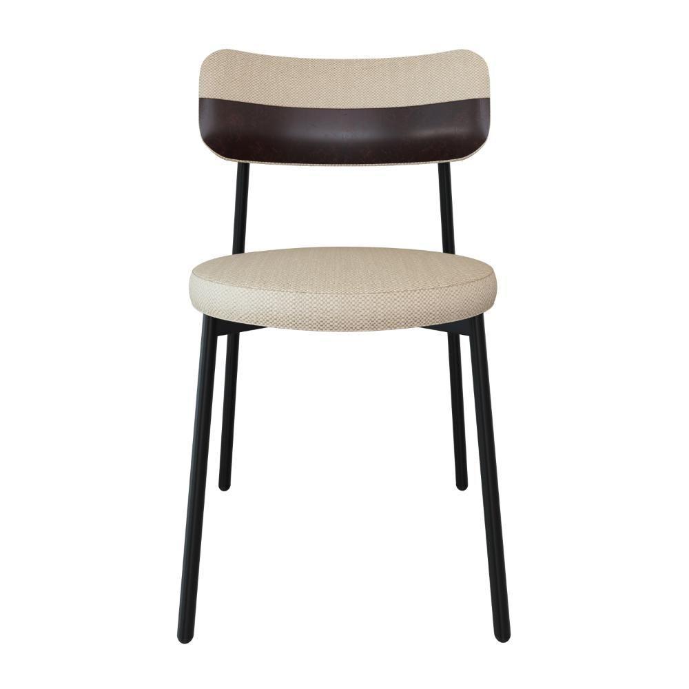 4 Unidades Cadeira Kyta Fixa C-4 Pés 50 X 44,7 X 83,8 Cm. Corriente Areia-courino Café Corriente Areia-courino Café - 4