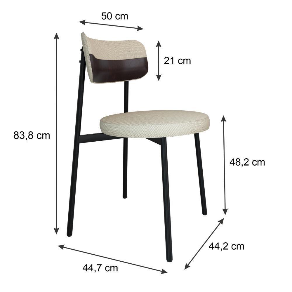 4 Unidades Cadeira Kyta Fixa C-4 Pés 50 X 44,7 X 83,8 Cm. Corriente Areia-courino Café Corriente Areia-courino Café - 6