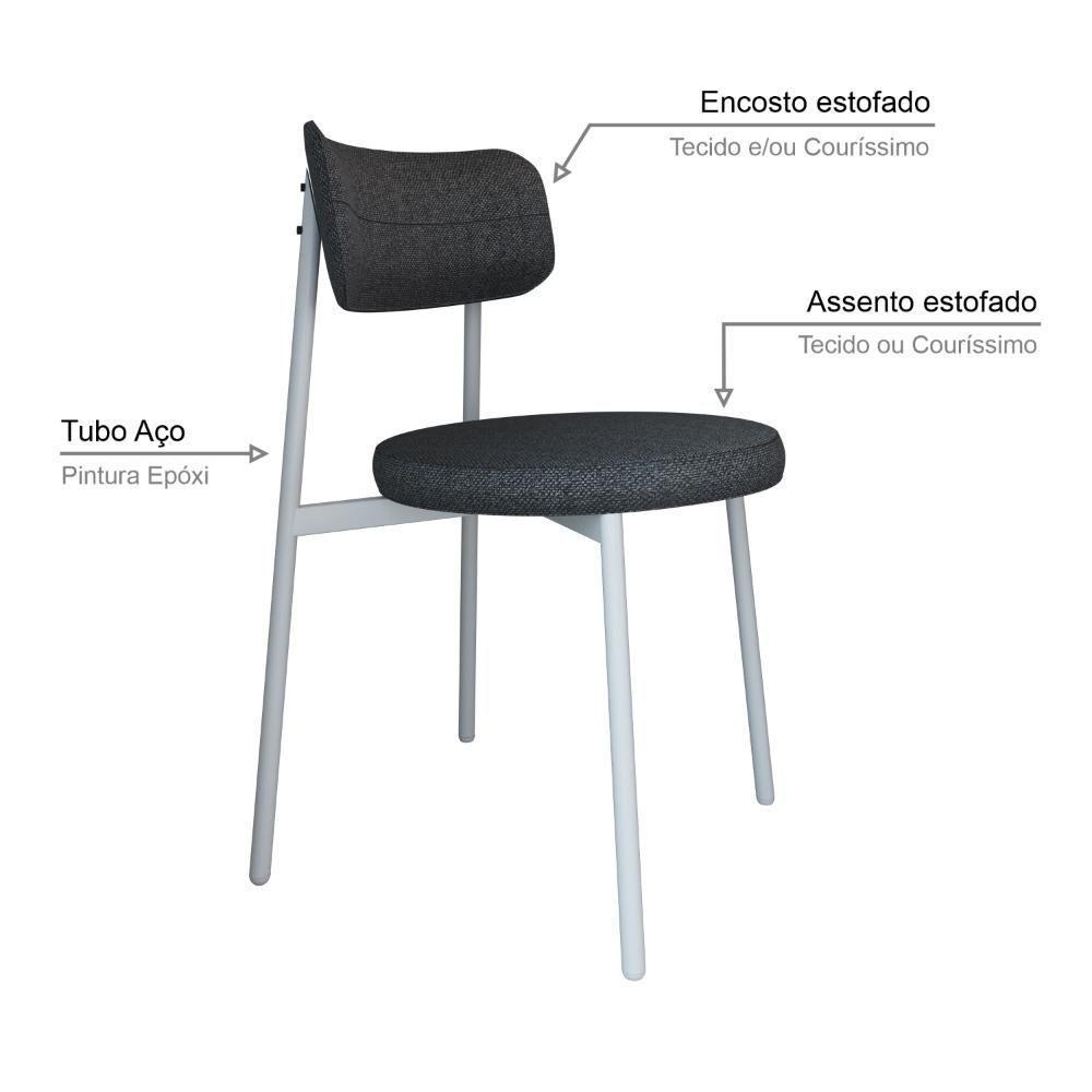 Cadeira Kyta Fixa C-4 Pés 50 X 44,7 X 83,8 Cm Pés Brancos. Corriente Grafite Corriente Grafite - 3