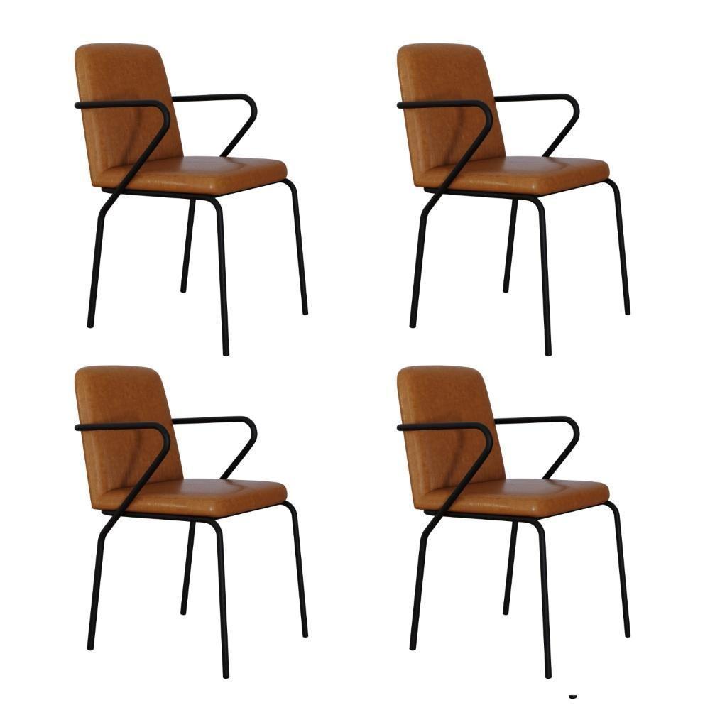 Cadeira Bloom Fixa C-4 Pes C-braco 490x580x850 Mm C-4 Un Courino Caramelo Courino Caramelo - 1