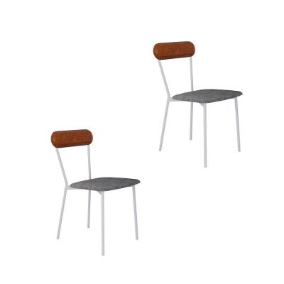 Cadeira Vintage Emília Fixa C-4 Pes 450 X 505 X 810 Mm C-2 Un. Pés Brancos. Cy.nev.pta-cn.cml Névoa Pta-cn.caramelo