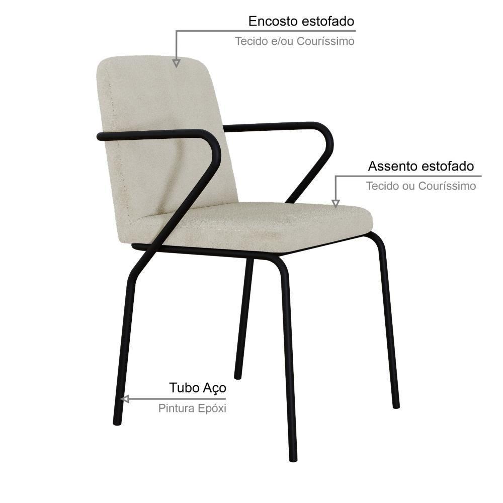 Cadeira Bloom Fixa C-4 Pes C-braco 490x580x850 Mm C-4 Un Boucle Vanilla Boucle Vanilla - 3