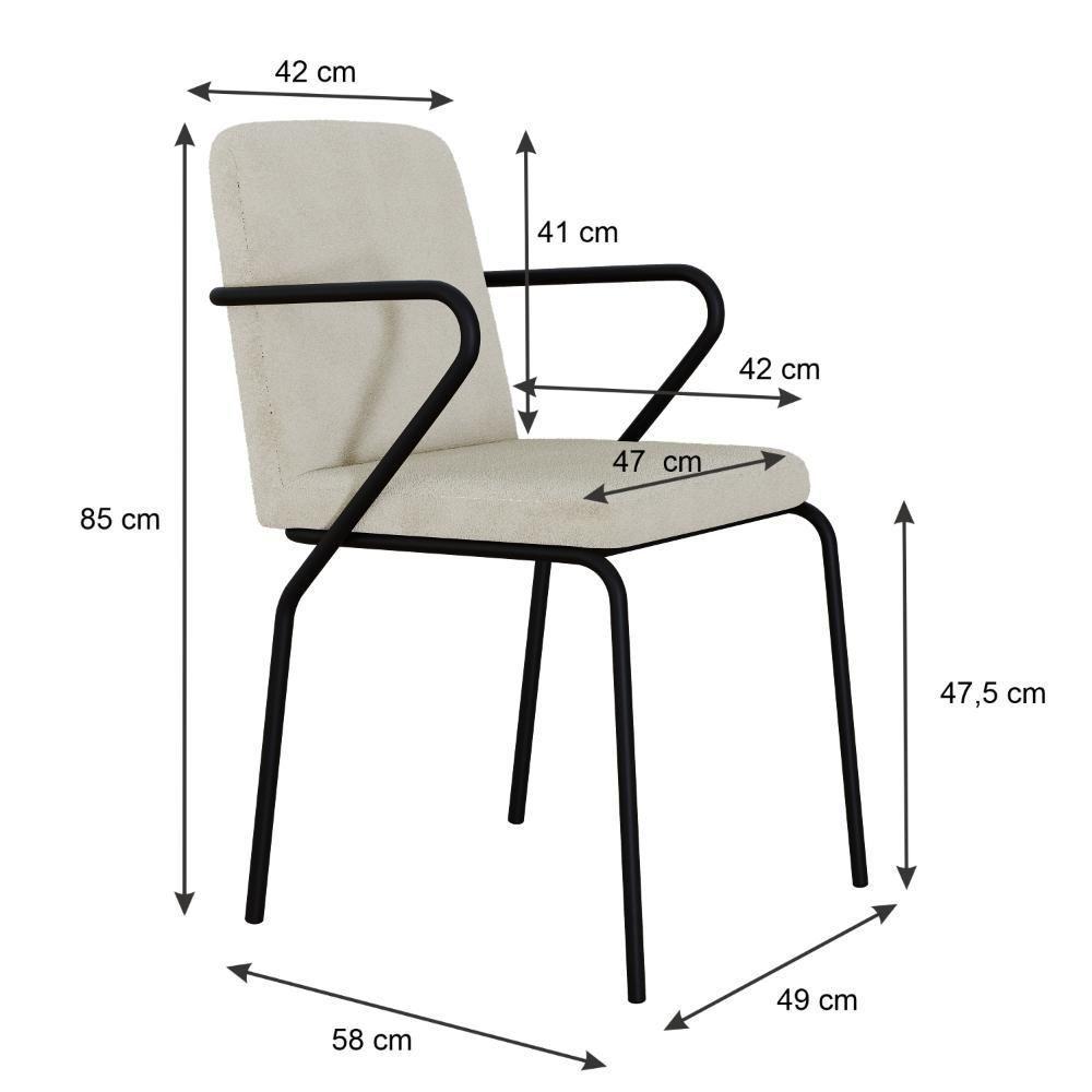 Cadeira Bloom Fixa C-4 Pes C-braco 490x580x850 Mm C-4 Un Boucle Vanilla Boucle Vanilla - 5