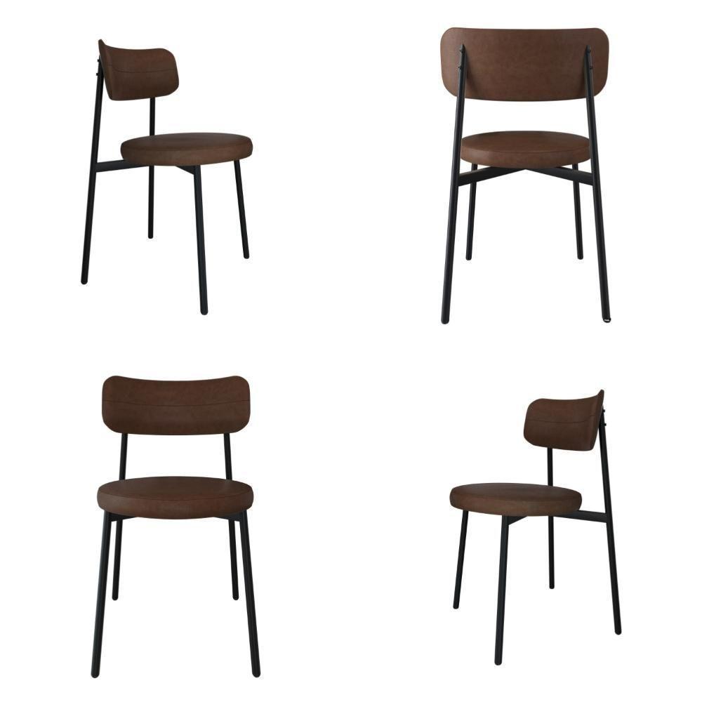 4 Unidades Cadeira Kyta Fixa C-4 Pés 50 X 44,7 X 83,8 Cm. Courino Whisky Courino Whisky - 1