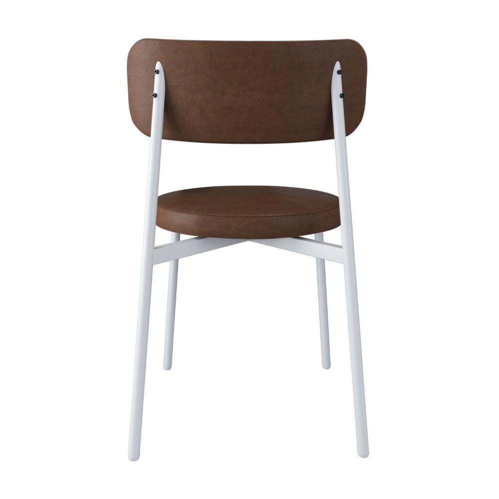 2 Unidades Cadeira Kyta Fixa C-4 Pés 50 X 44,7 X 83,8 Cm Pés Brancos. Courino Whisky Courino Whisky - 5