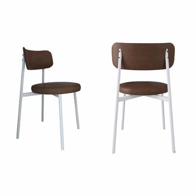2 Unidades Cadeira Kyta Fixa C-4 Pés 50 X 44,7 X 83,8 Cm Pés Brancos. Courino Whisky Courino Whisky