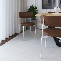 2 Unidades Cadeira Kyta Fixa C-4 Pés 50 X 44,7 X 83,8 Cm Pés Brancos. Courino Whisky Courino Whisky - 2