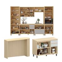 Cozinha Completa 6 Pçs Espaço Micro-ondas E Tampo 340cm Carvalho/cinza Cristal - 3