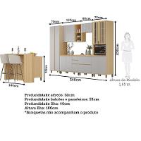 Cozinha Completa 6 Pçs Espaço Micro-ondas E Tampo 340cm Carvalho/cinza Cristal