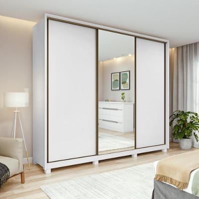 Guarda-roupa Casal 100% Mdf 3 Portas 6 Gavetas Vitta 2,70 Glass E Pés Branco